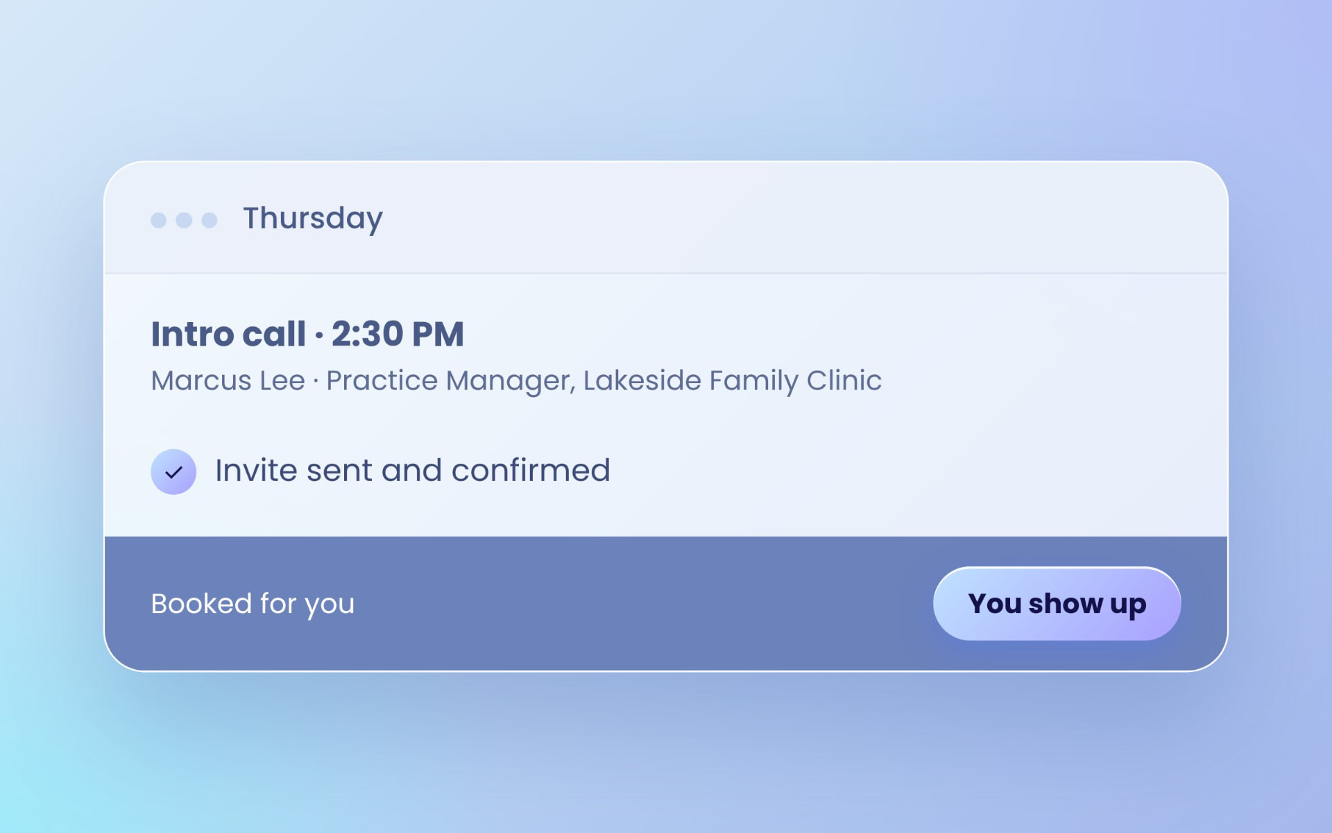 A discovery call booked and confirmed on the calendar
